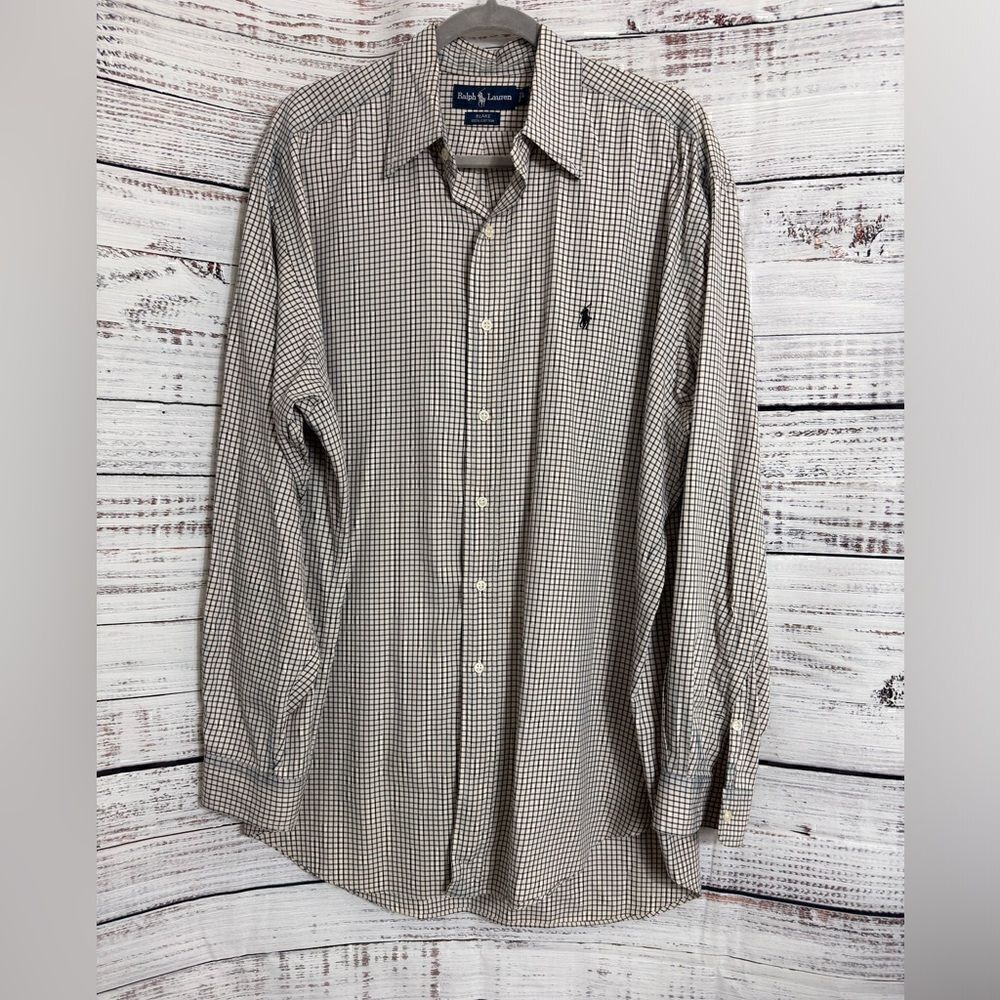 Ralph‎ Lauren Shirt Mens Sz large Blake Cotton button up plaid Pony Embroidered